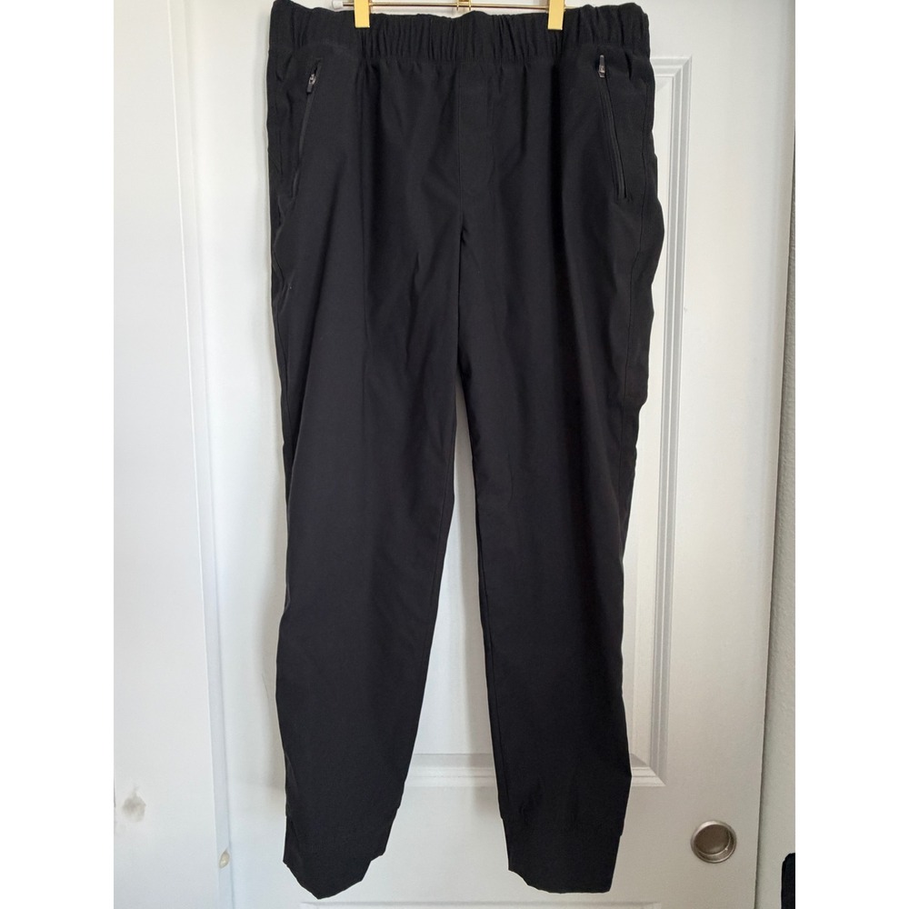 Eddie Bauer Womens Black Fleece Lined Pants Nylon Spandex Joggers Size 14